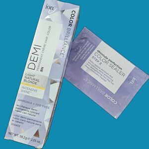 Ion Demi Permanent Light Natural Blonde 8N Hair Dye + Color Sealer Packet Bundle